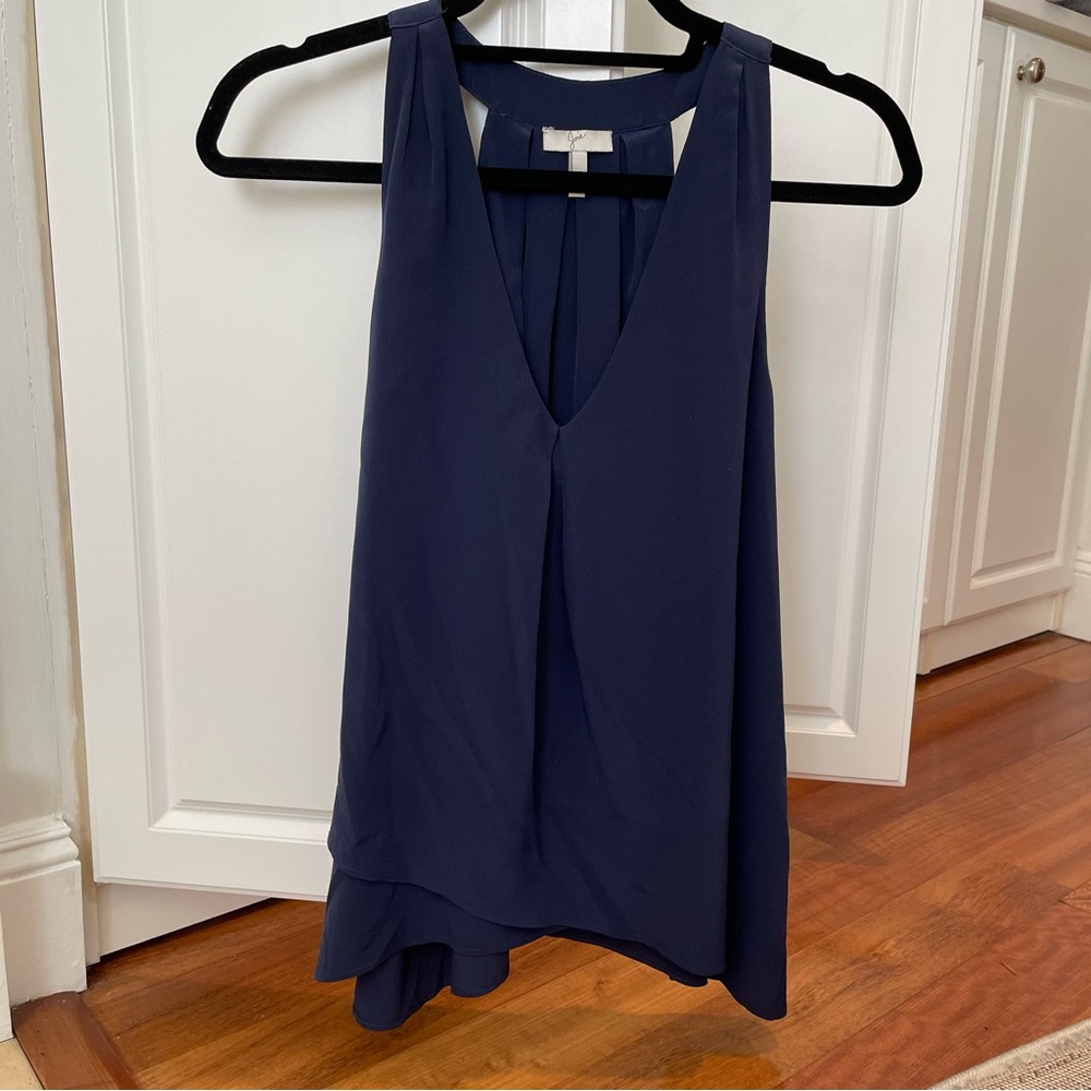 Joie Navy Sleeveless Silk Blouse